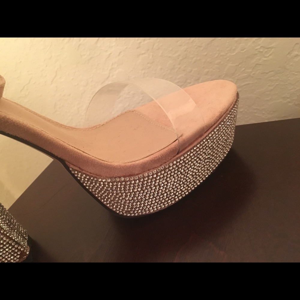 Cape Robbin Blush Rhinestone Platform Sandals 8 - image 6